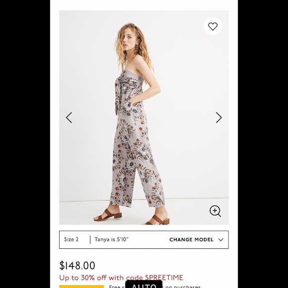 💜🍂Madewell Strapless Jumpsuit in Painted Blooms - Picture 6 of 7